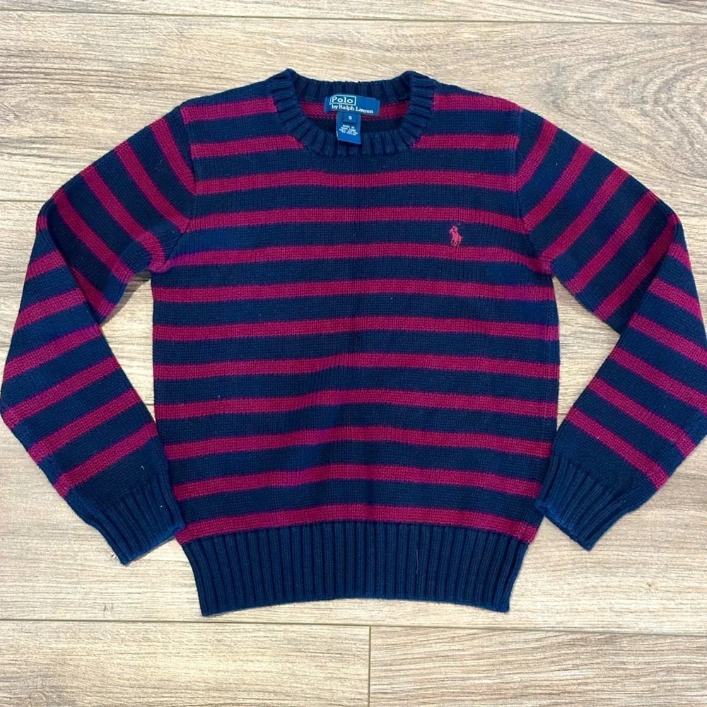 Polo Ralph Lauren Boys 6 Blue and Red 100% Cotton Crewneck Sweater